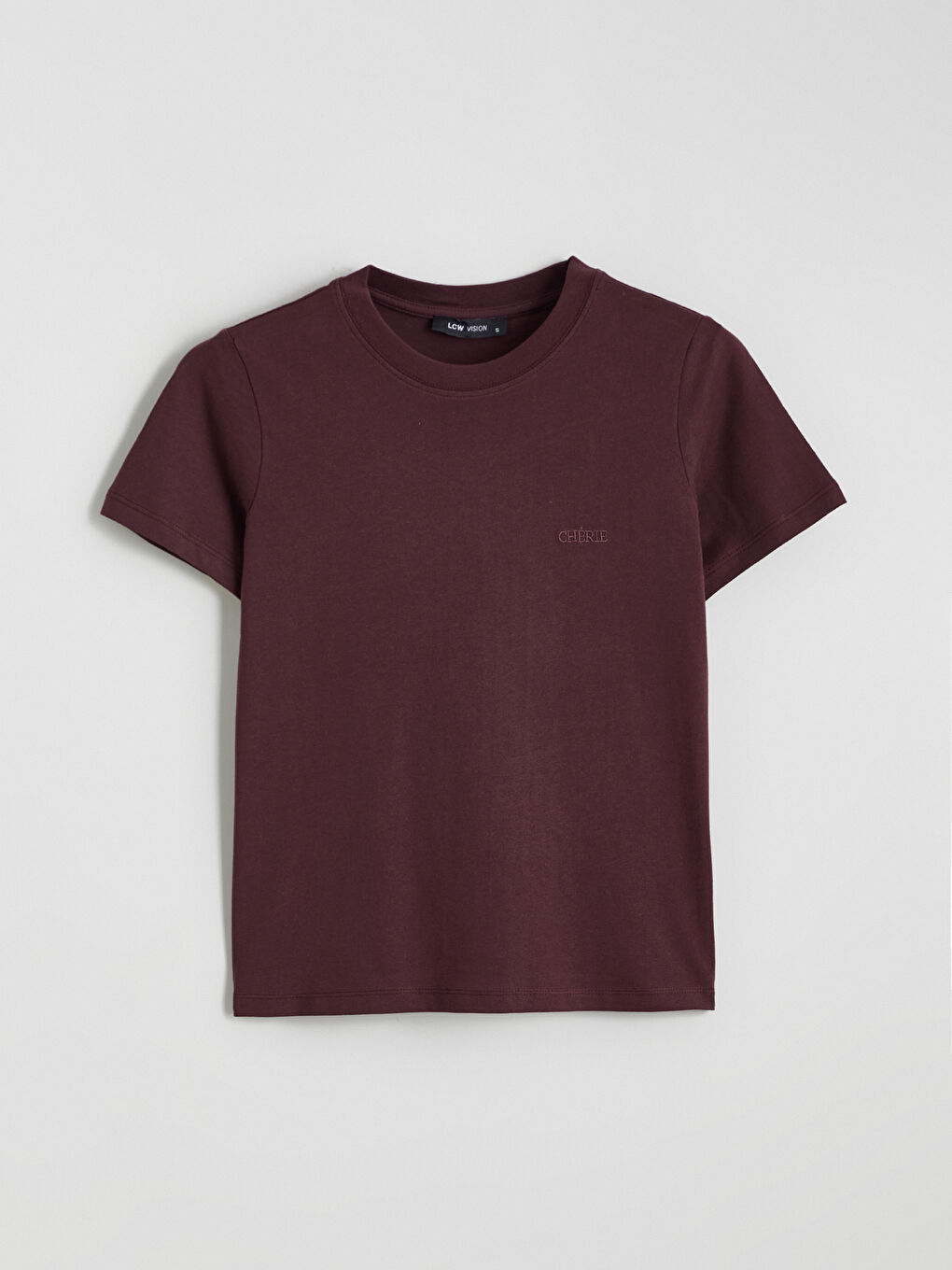 Mürdüm Bisiklet Yaka Kadın Tişört-4