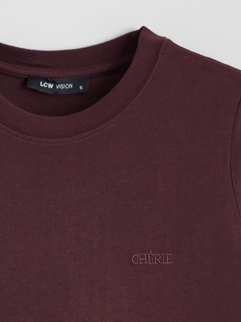 Mürdüm Bisiklet Yaka Kadın Tişört-5