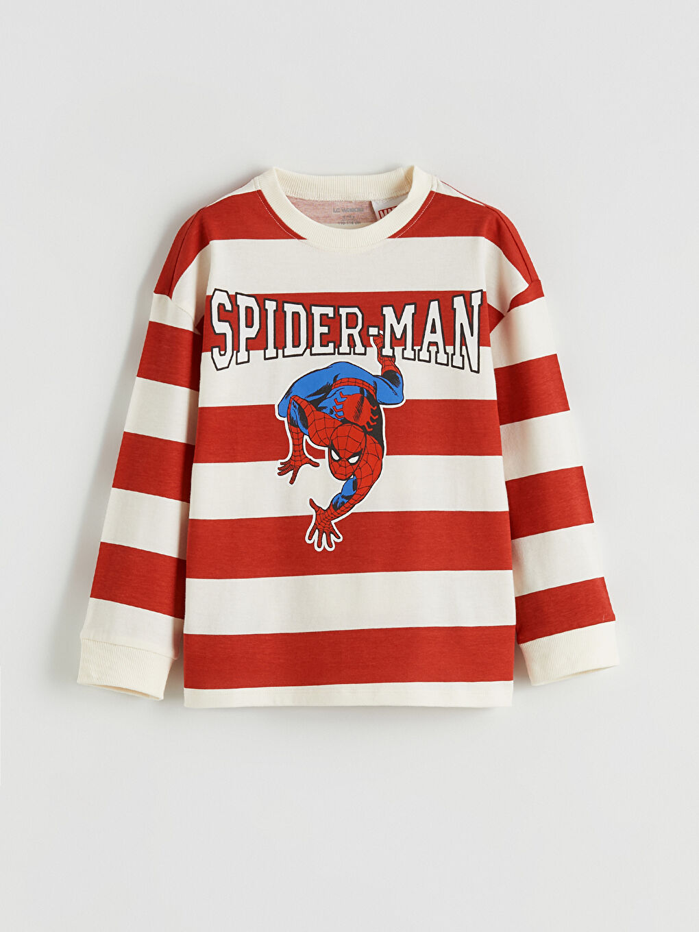 Bej Bisiklet Yaka Spider-Man Baskılı Erkek Çocuk Tişört