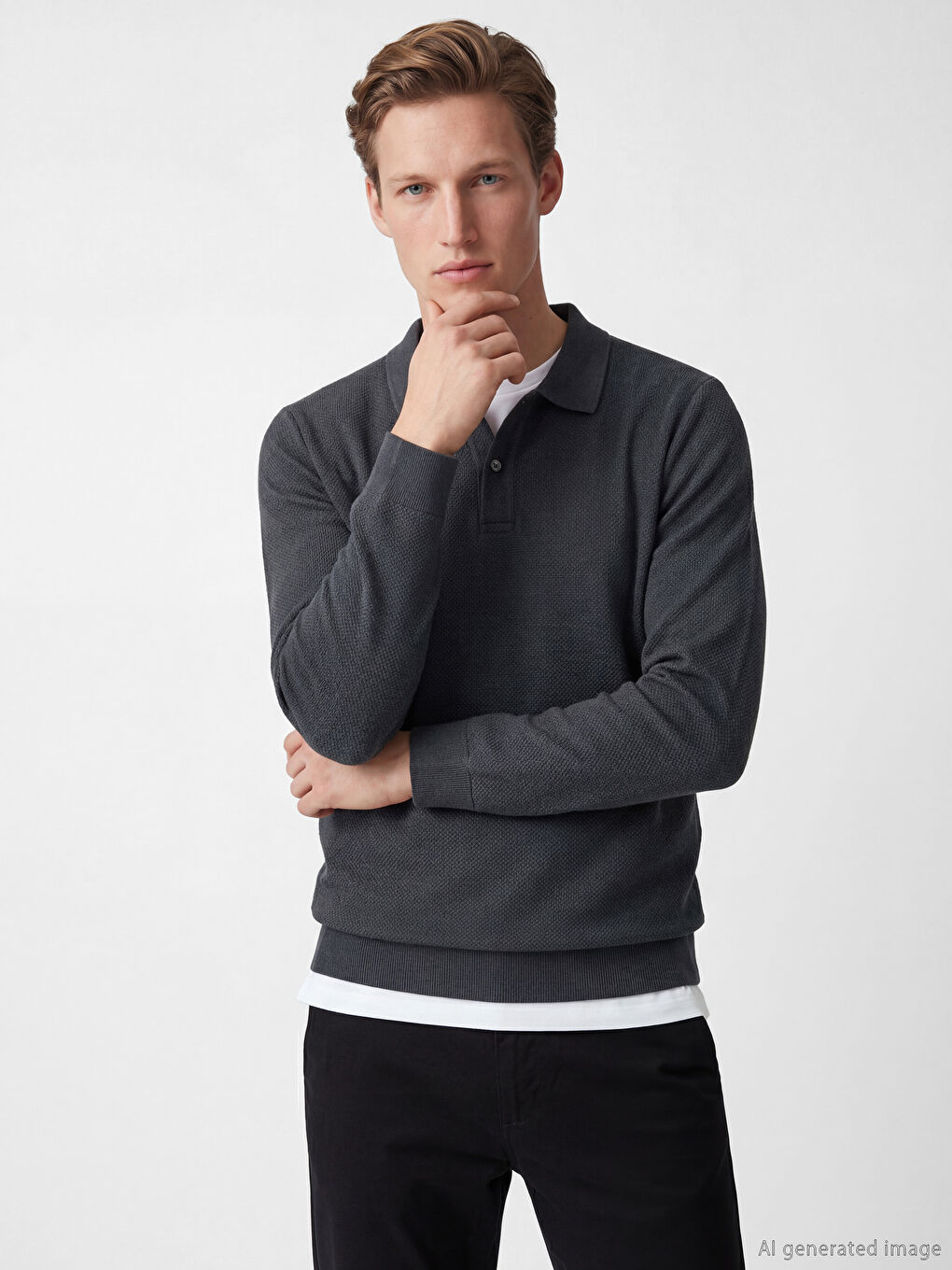 Polo Collar Men's Sweatshirt