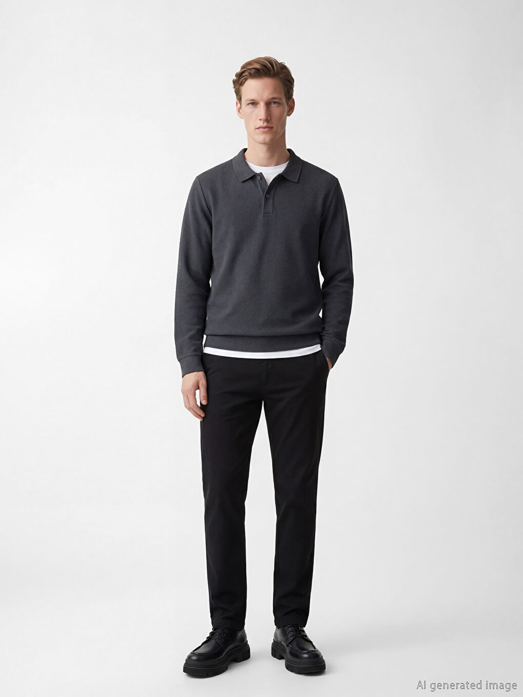 Polo Collar Men's Sweatshirt-1