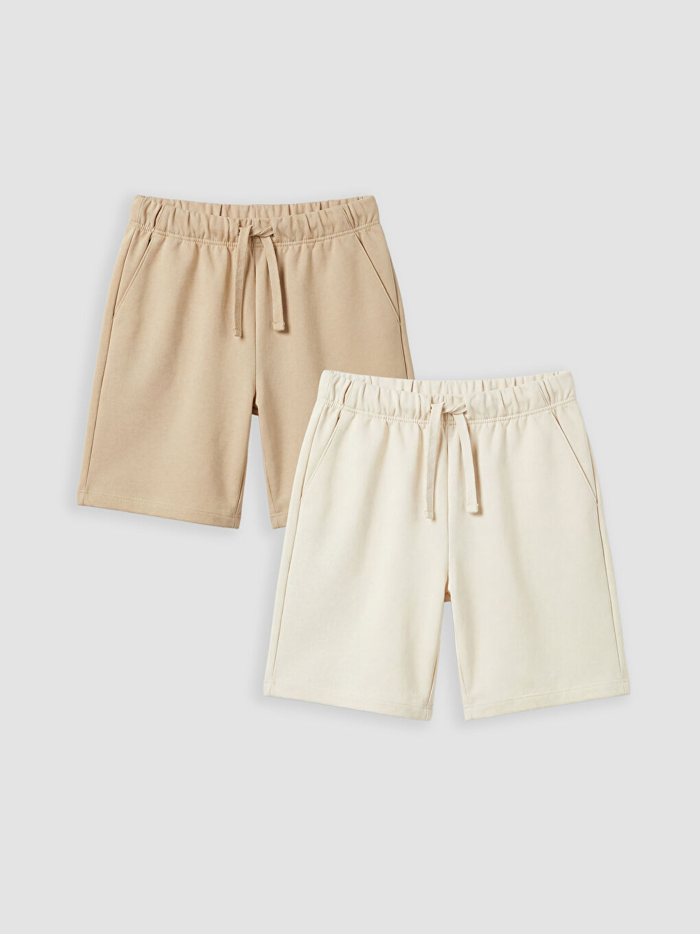 Bej Erkek Çocuk Cepli Şort 2'li