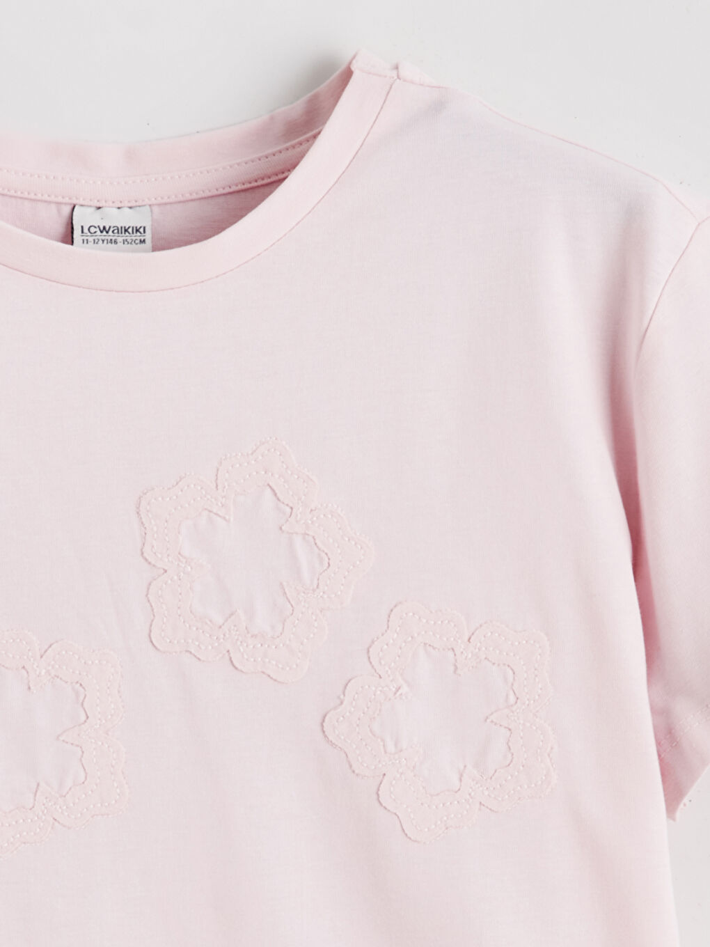 Pembe Çiçekli Kız Çocuk Tişört-1