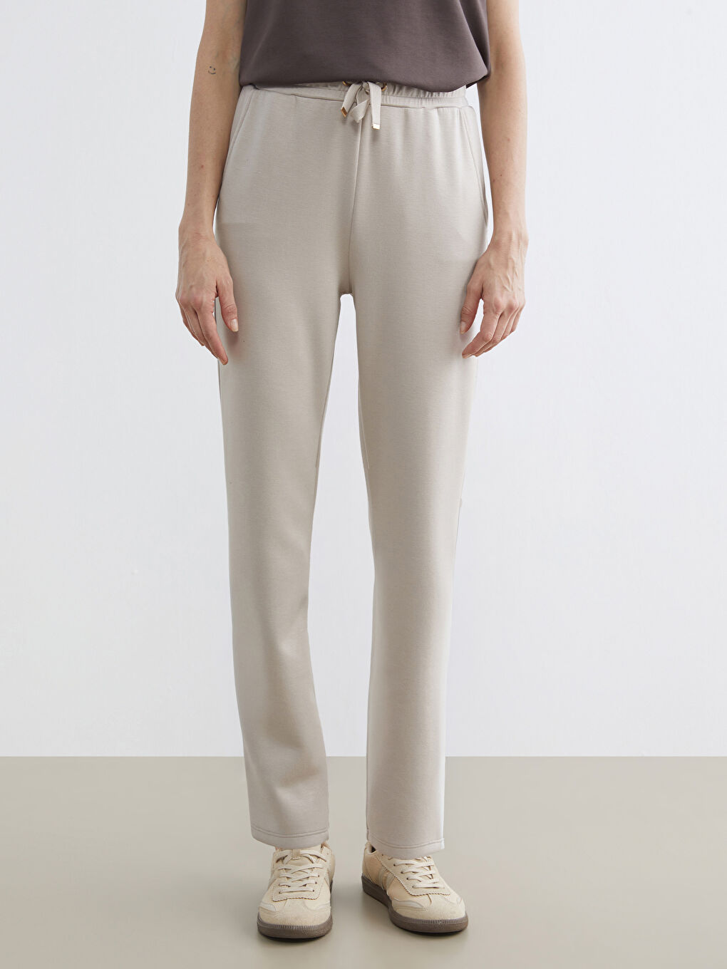 Haki Beli Lastikli Kadın Pantolon-1