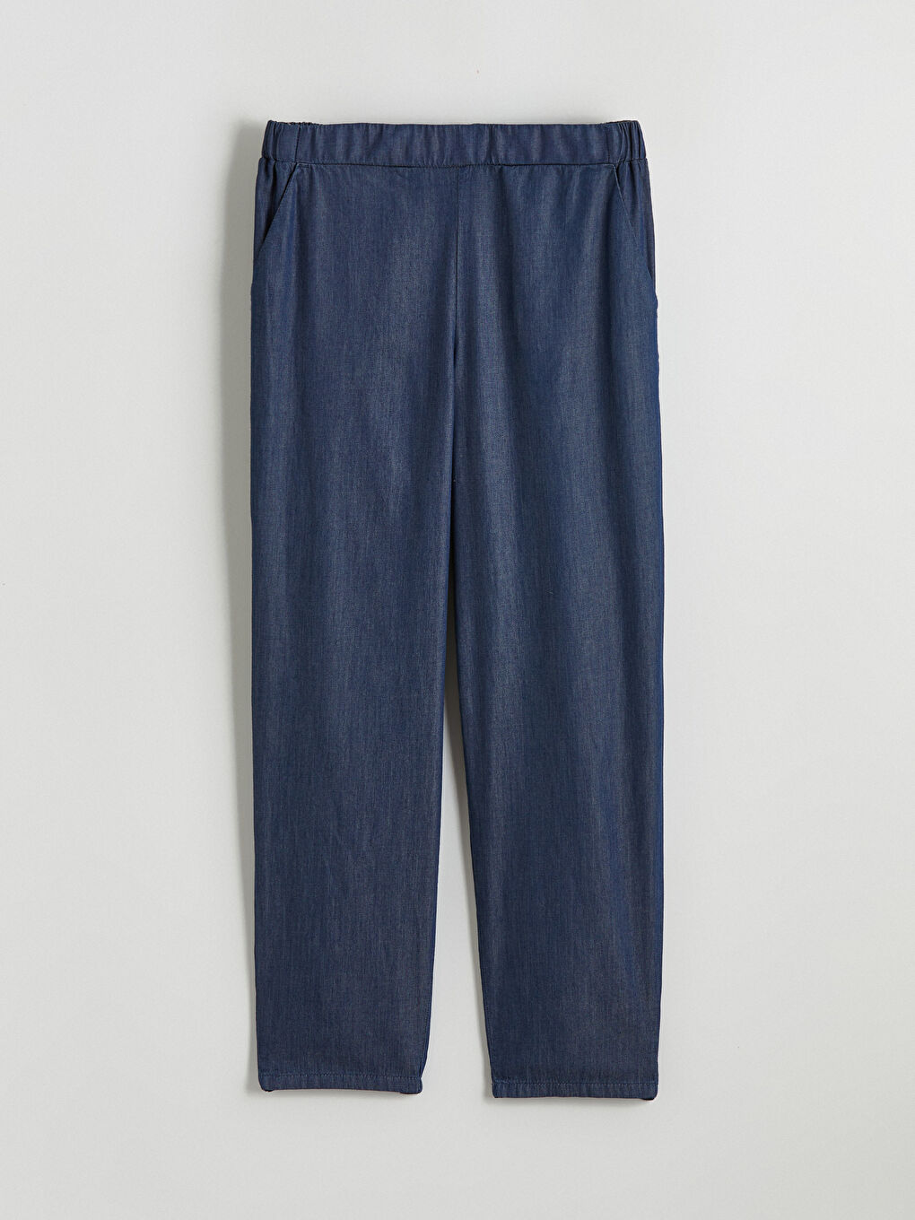 İndigo Beli Lastikli Straight Fit Kadın Jean Pantolon-4