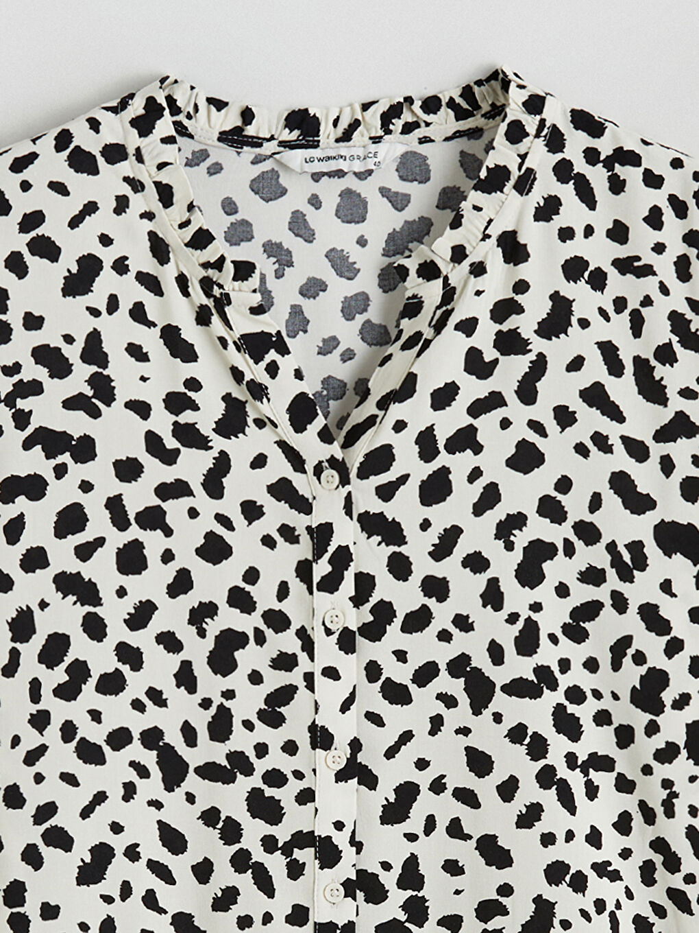 Asymmetric Collar Patterned Women's Shirt-5