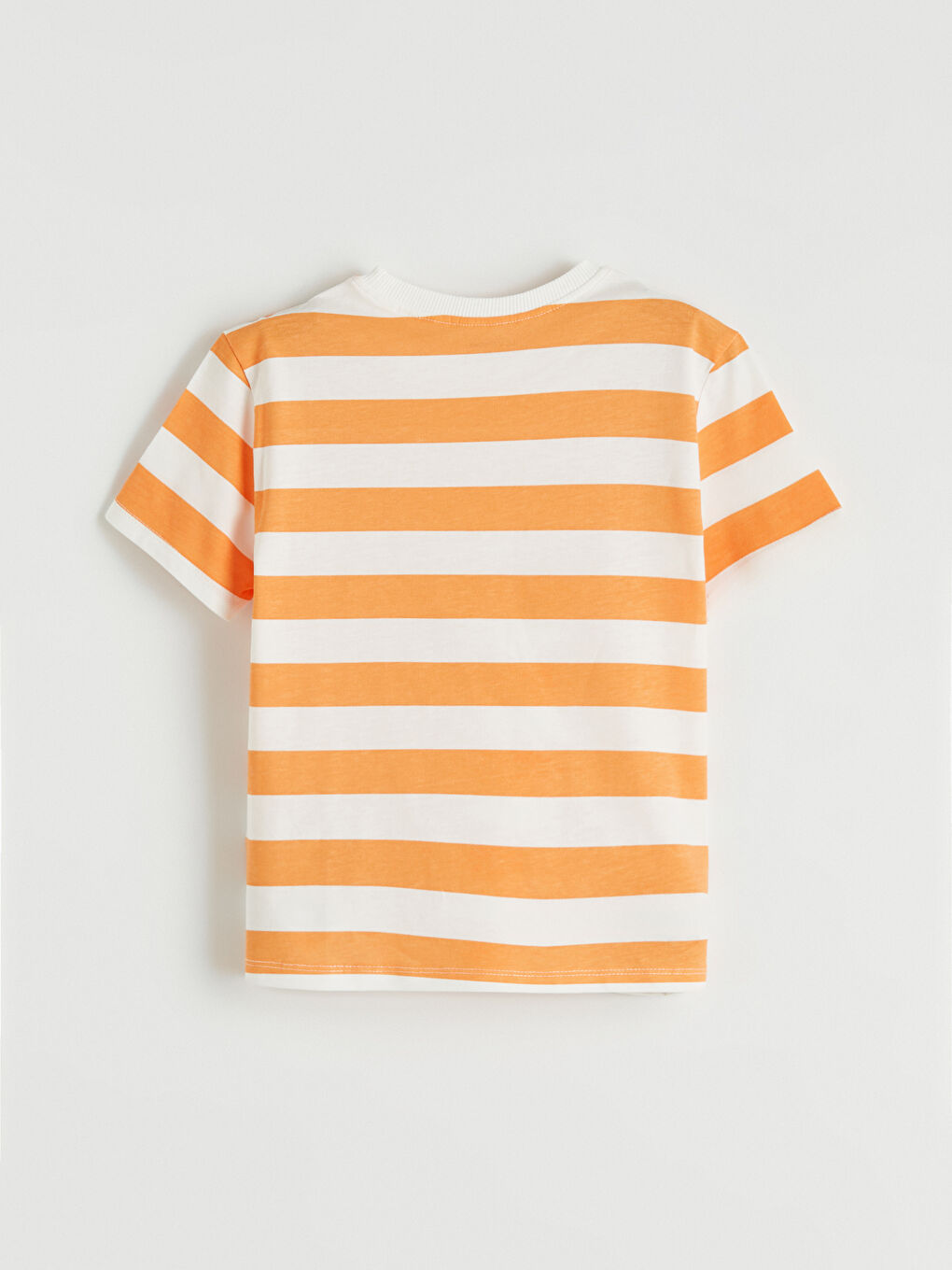 Turuncu Bisiklet Yaka Çizgili Baskılı Erkek Çocuk Tişört-1