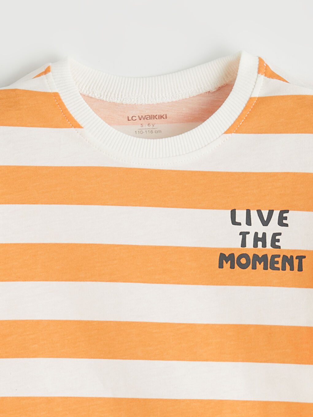 Turuncu Bisiklet Yaka Çizgili Baskılı Erkek Çocuk Tişört-2