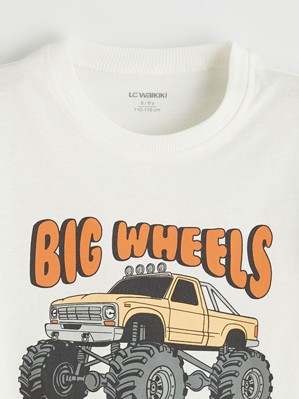 Ekru Bisiklet Yaka Baskılı Erkek Çocuk Tişört-2