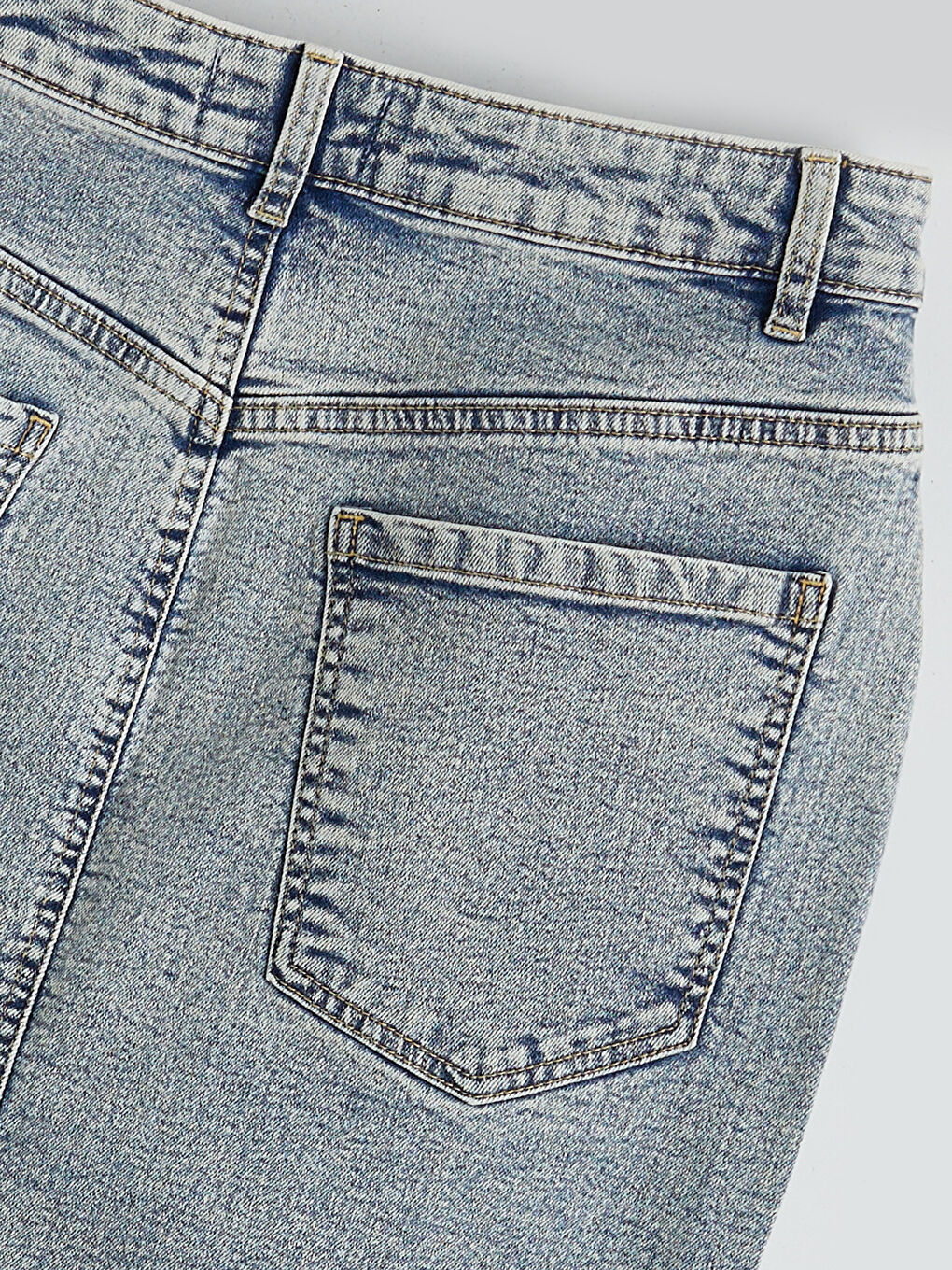 High Waisted Slim Fit Slit Denim Skirt-5