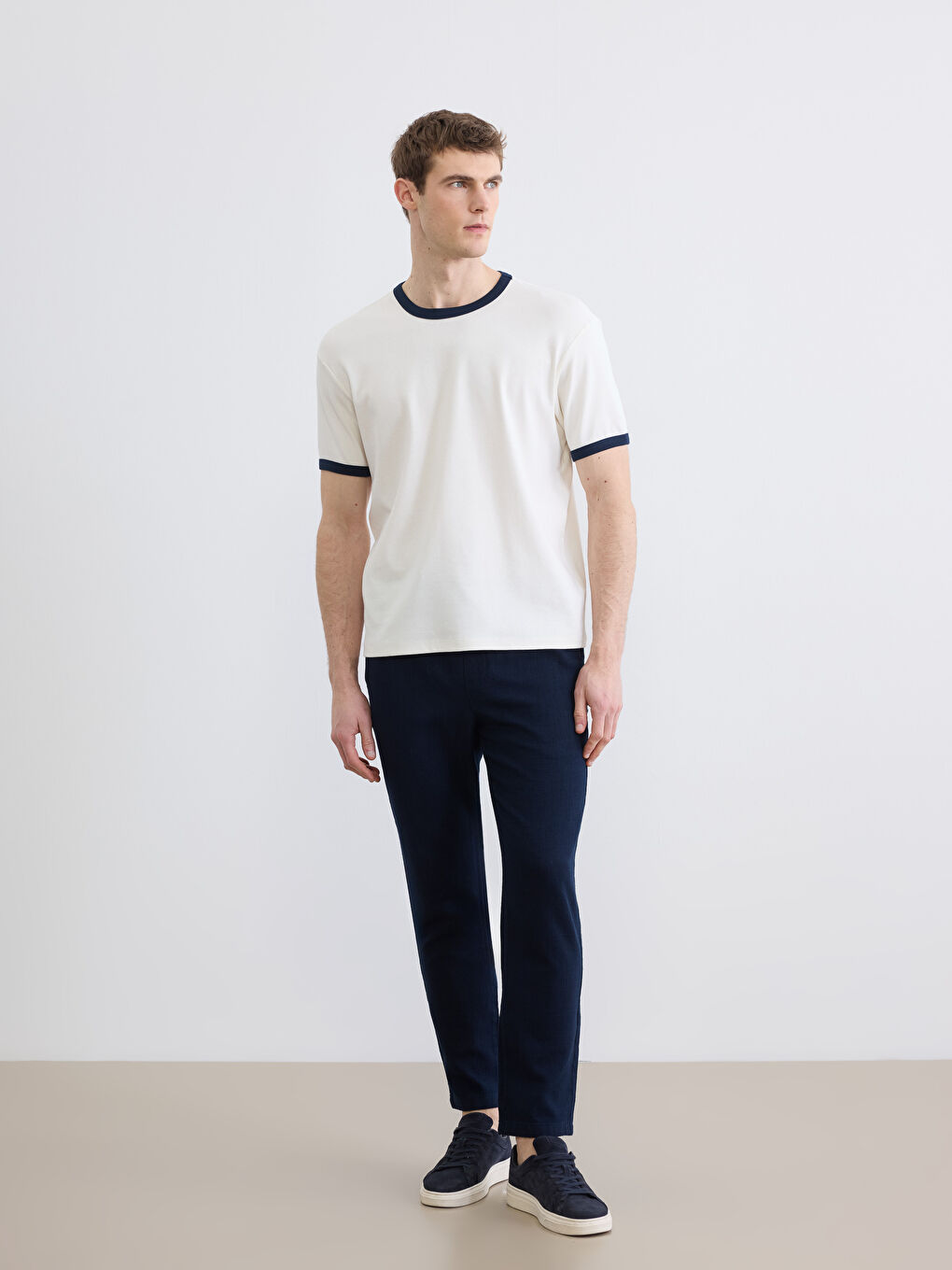 Lacivert Standart Kalıp Gabardin Erkek Pantolon-1