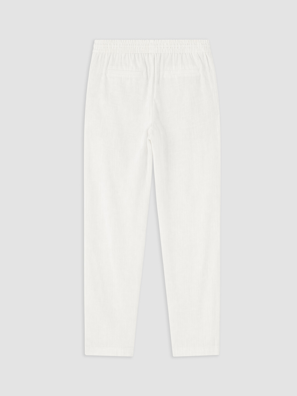 Beyaz Regular Fit Pamuklu Erkek Dokulu Pantolon-1