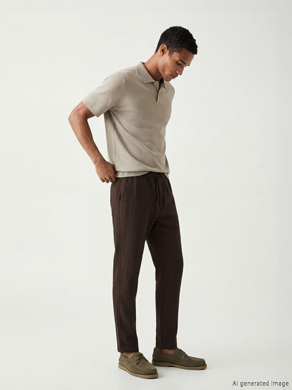 Kahverengi Standart Kalıp Gabardin Erkek Pantolon