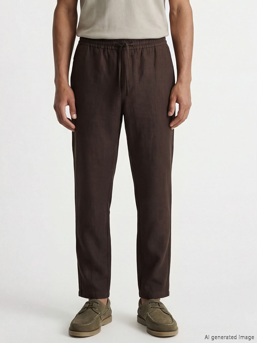 Kahverengi Standart Kalıp Gabardin Erkek Pantolon-1