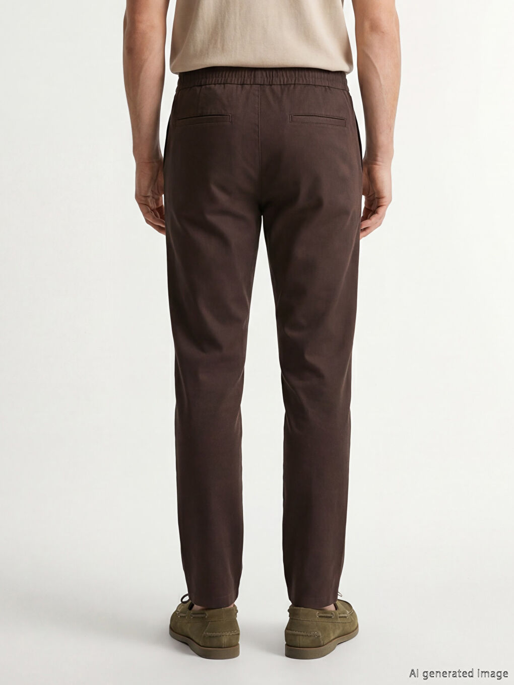 Kahverengi Standart Kalıp Gabardin Erkek Pantolon-2