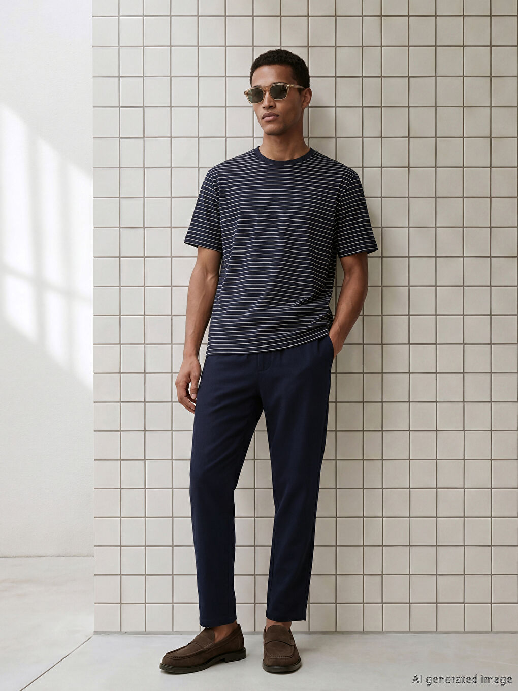 Lacivert Standart Kalıp Gabardin Erkek Pantolon