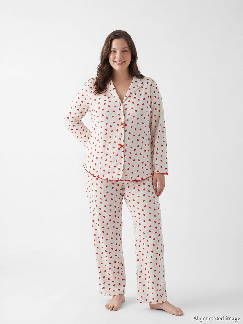 Жағалы мойын принтті жүктілікке арналған пижама жинағы-1