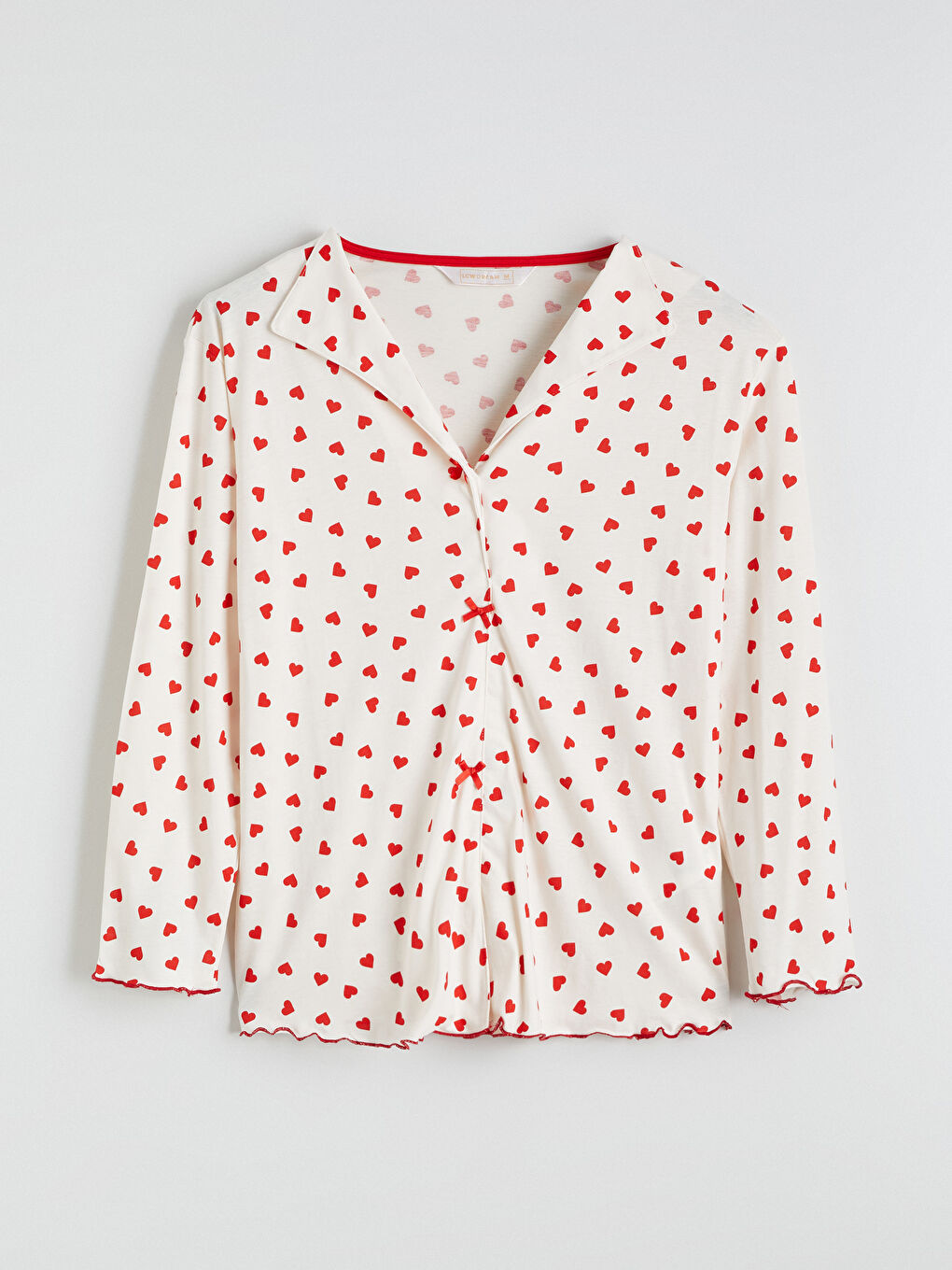 Ekru Gömlek Yaka Baskılı Hamile Pijama Takımı-5