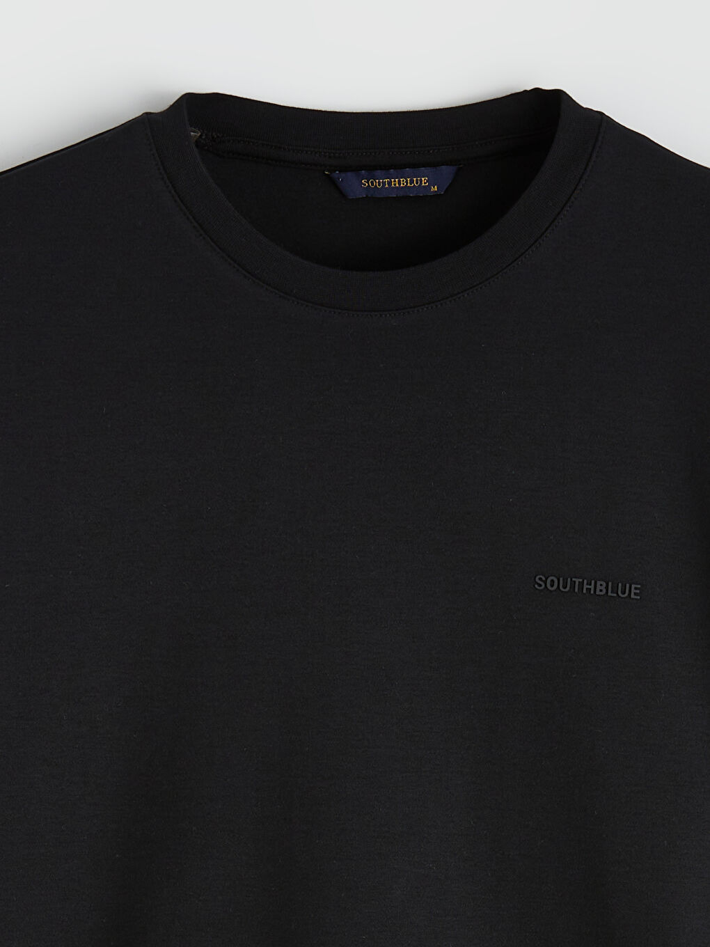 Siyah Bisiklet Yaka Erkek Sweatshirt-1