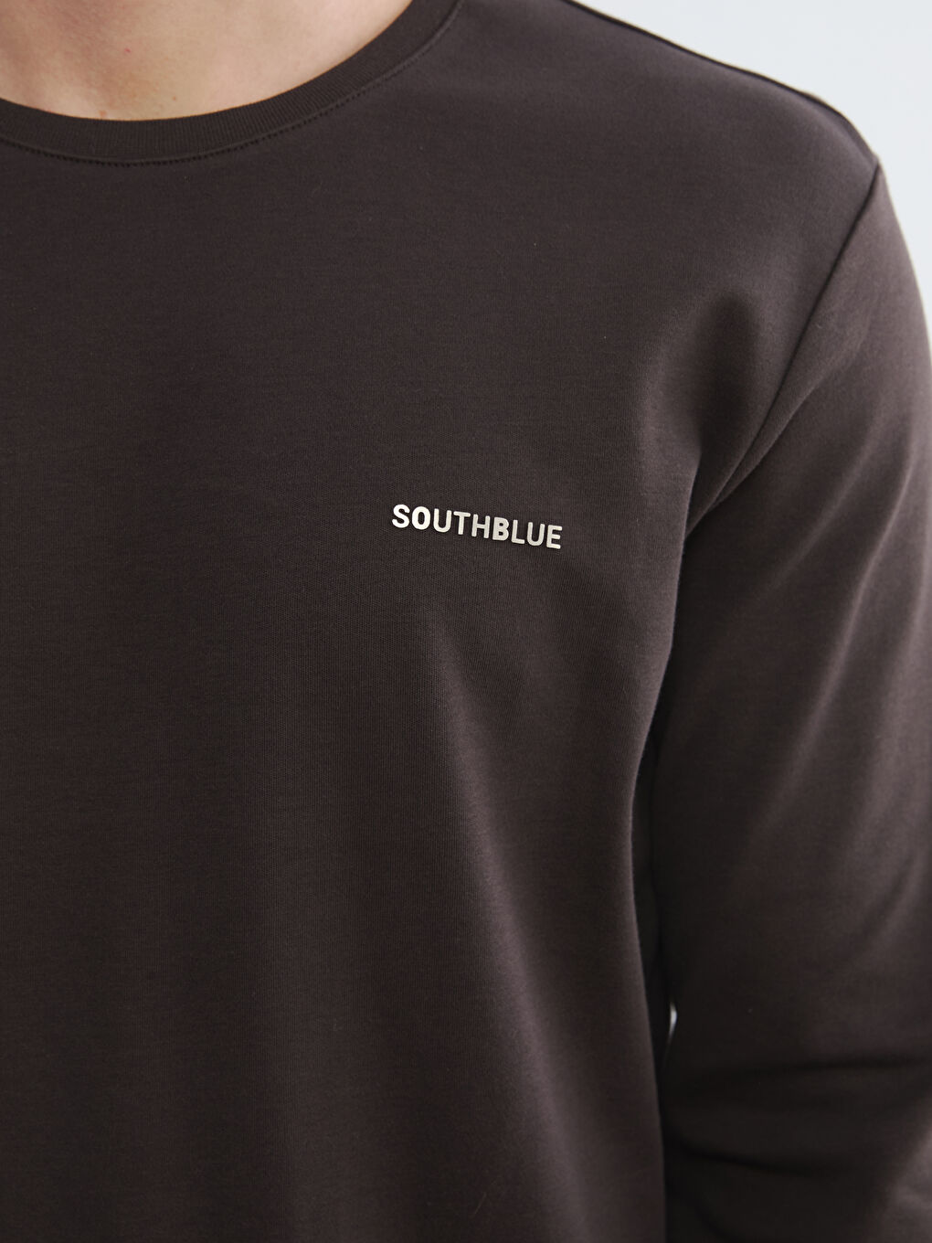 Kahverengi Bisiklet Yaka Erkek Sweatshirt-2