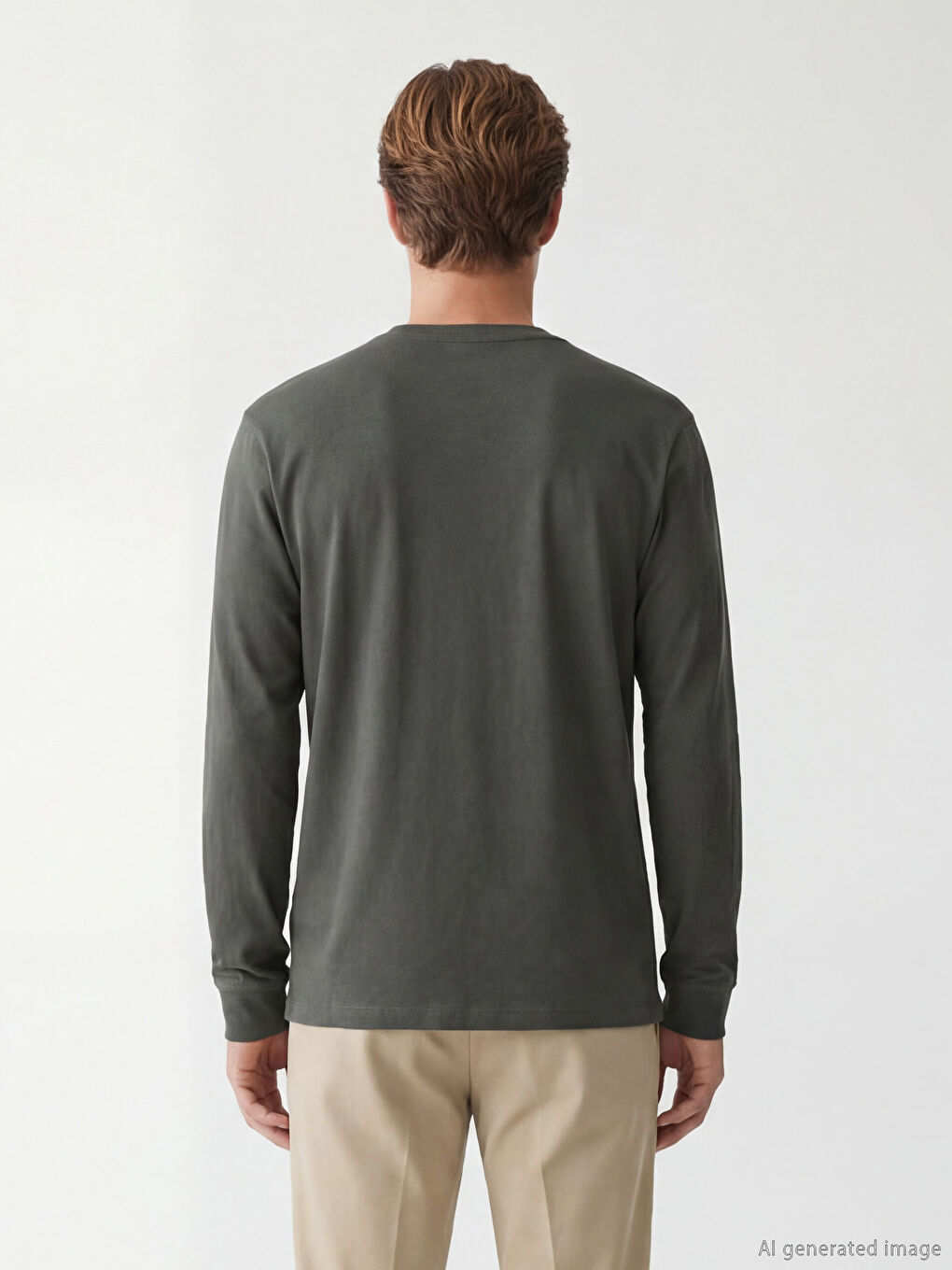 Gri Bisiklet Yaka Erkek Sweatshirt-2