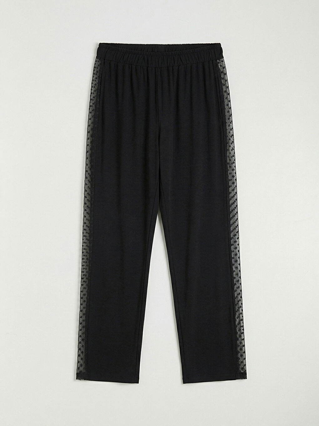 Siyah V Yaka Puantiyeli Kadın Pijama Takım-3