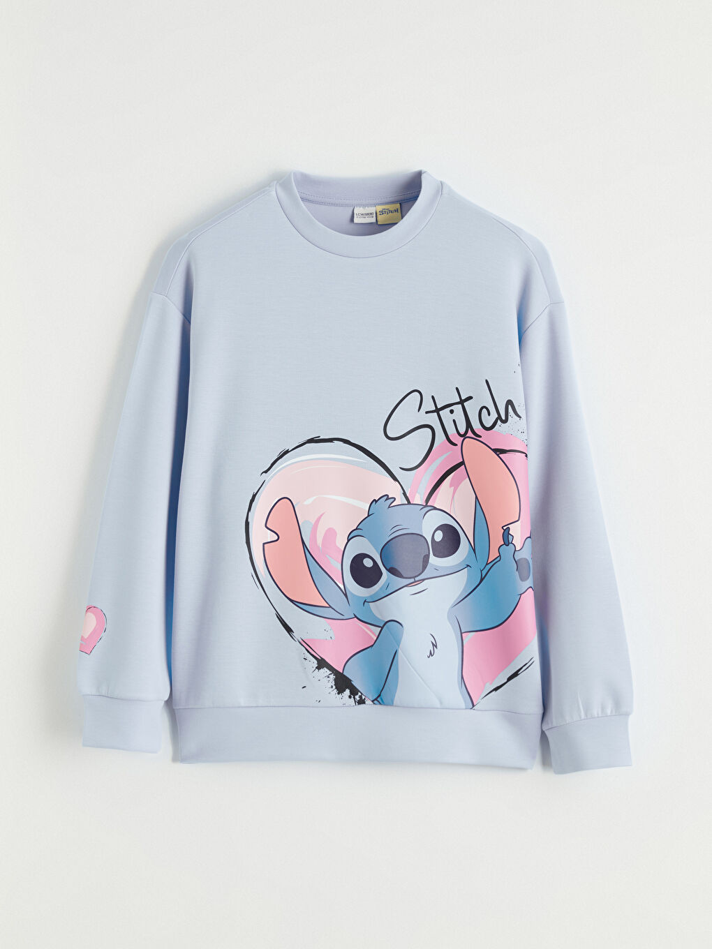 Mavi Bisiklet Yaka Stitch Baskılı Kız Çocuk Sweatshirt ve Eşofman Altı-1
