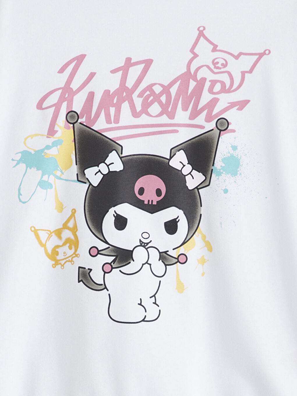 Beyaz Kuromi Baskılı Kız Çocuk Sweatshirt ve Eşofman Altı-2