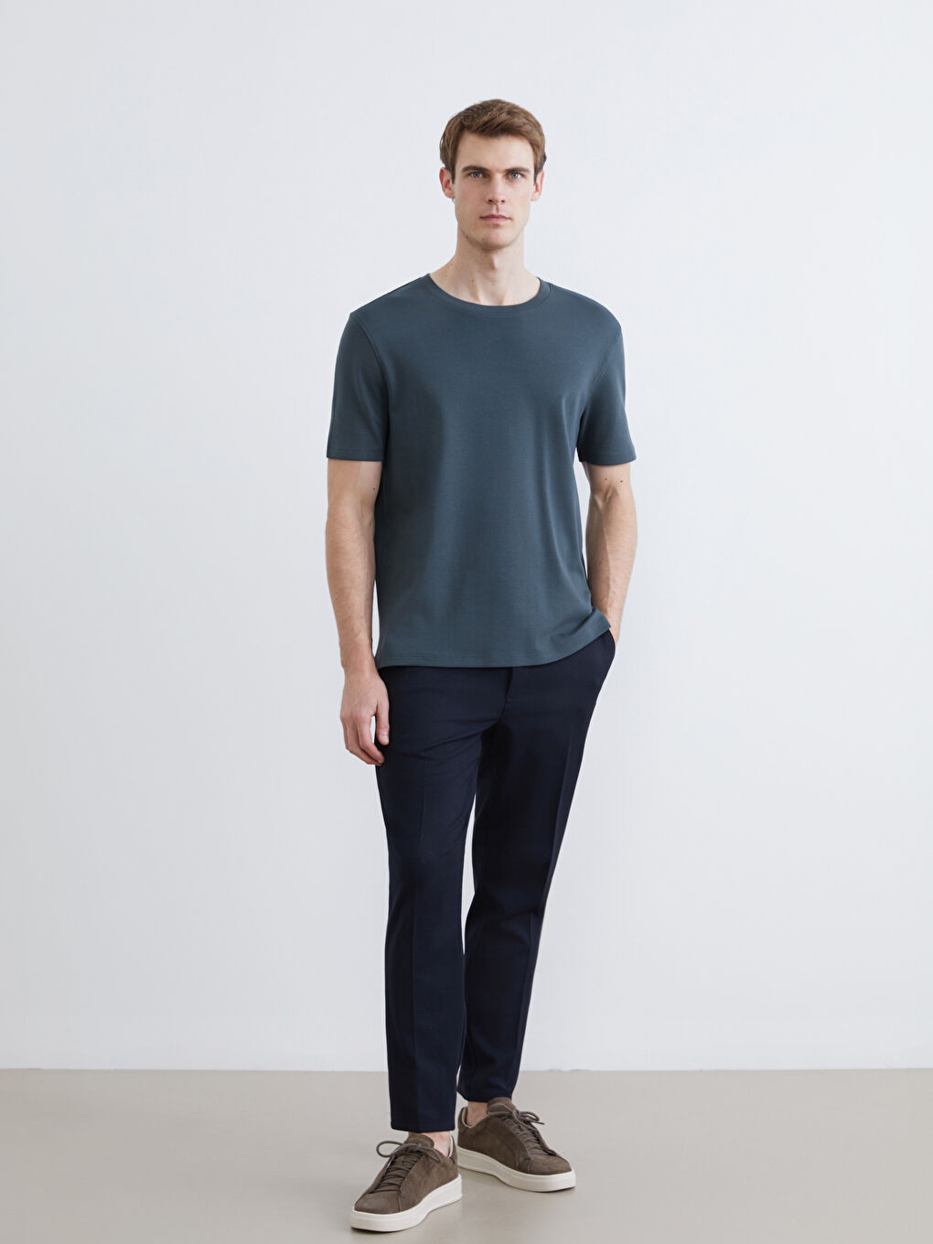 Yeşil Bisiklet Yaka Erkek Tişört-1