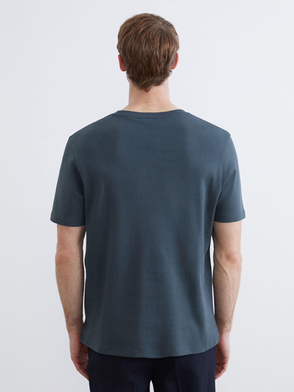 Yeşil Bisiklet Yaka Erkek Tişört-3