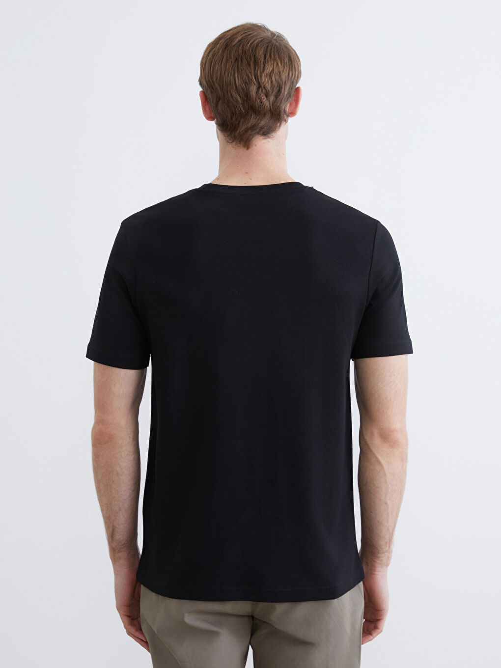 Siyah Bisiklet Yaka Erkek Tişört-3