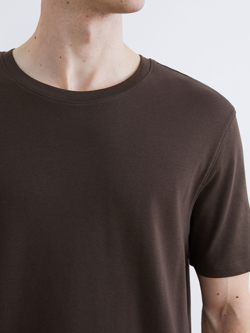 Kahverengi Bisiklet Yaka Erkek Tişört-2