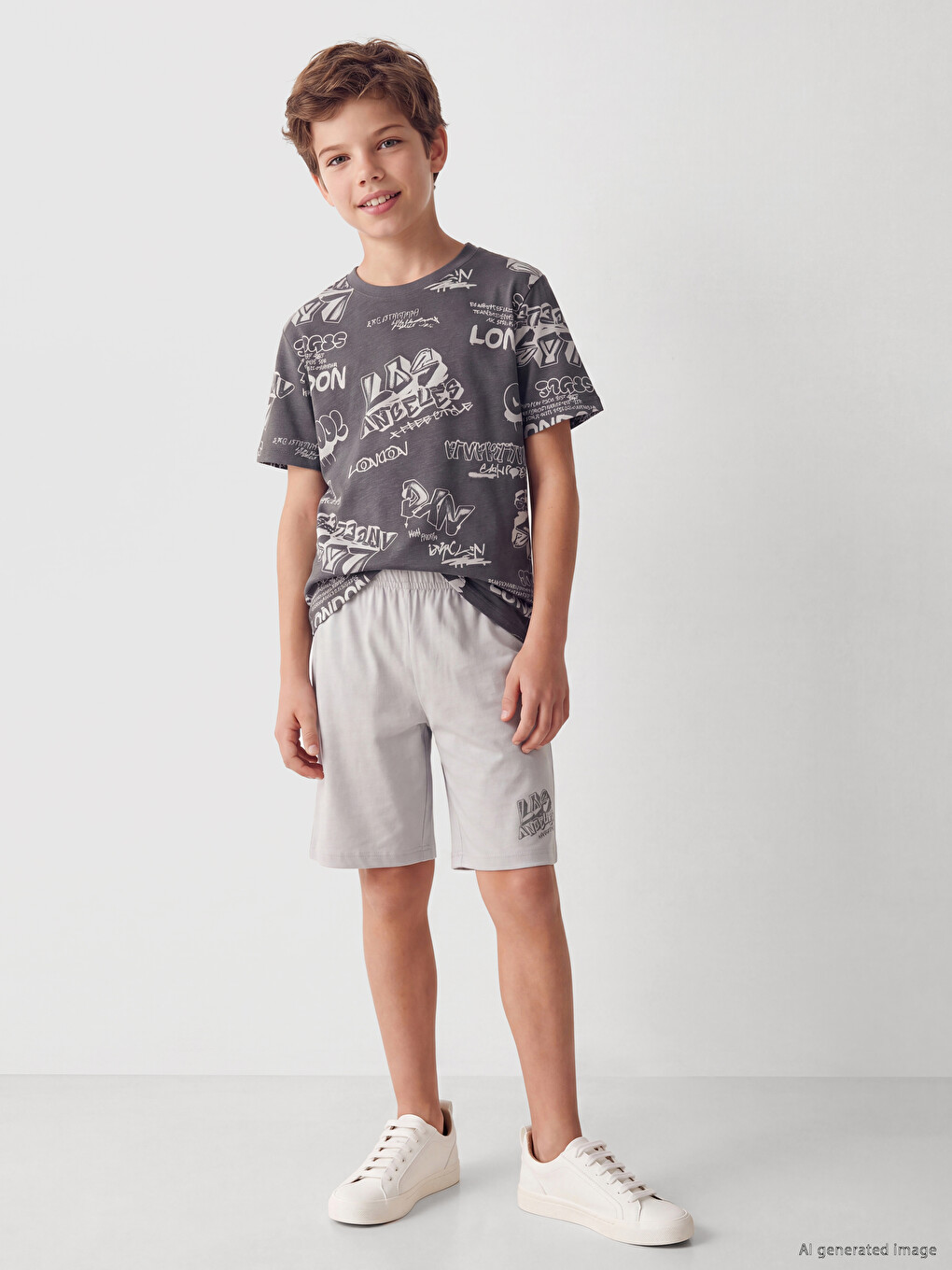 Printed Boys' Shortie Pyjamas Set-1