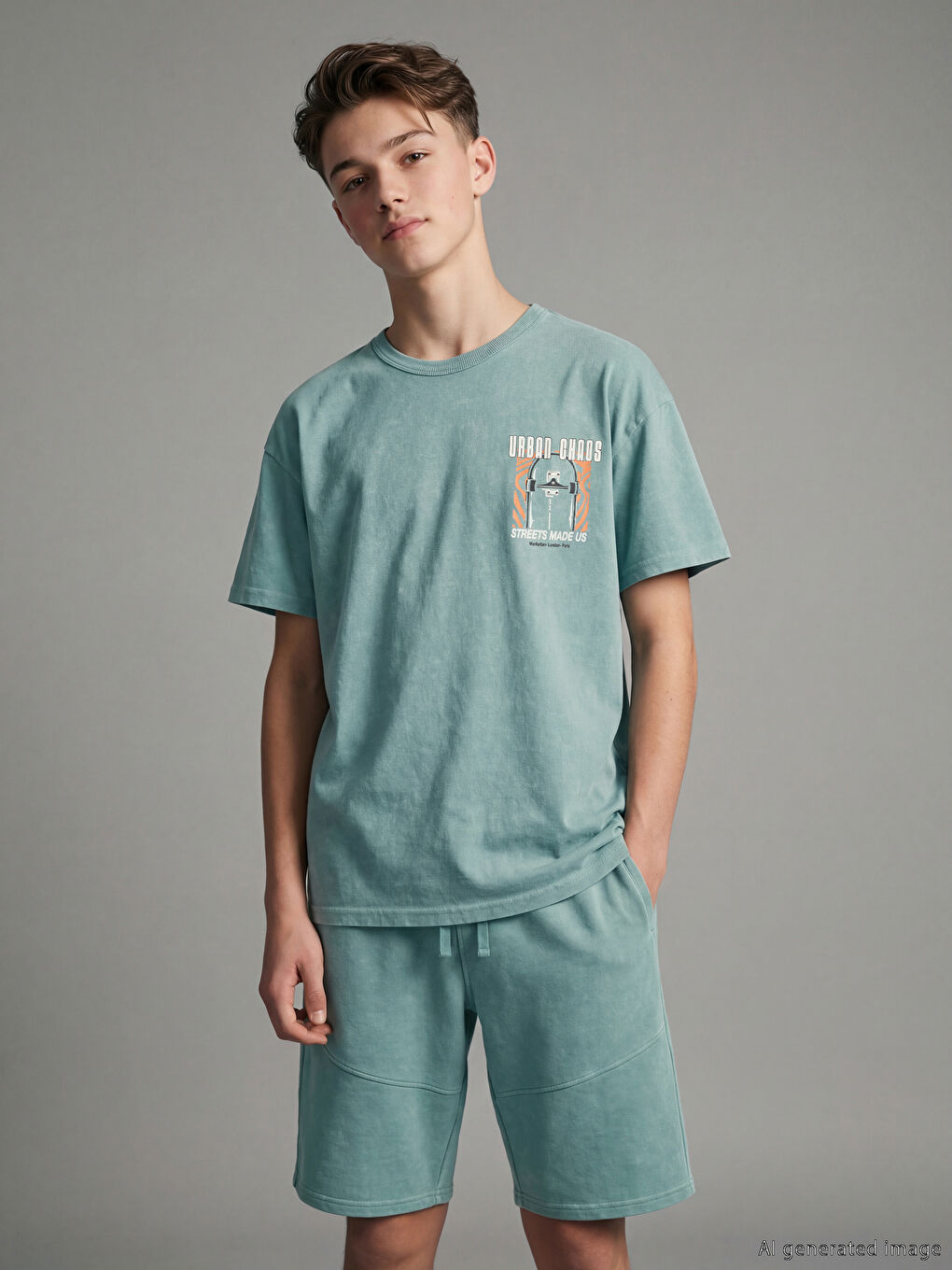 Yeşil Baskılı Erkek Çocuk Tişört