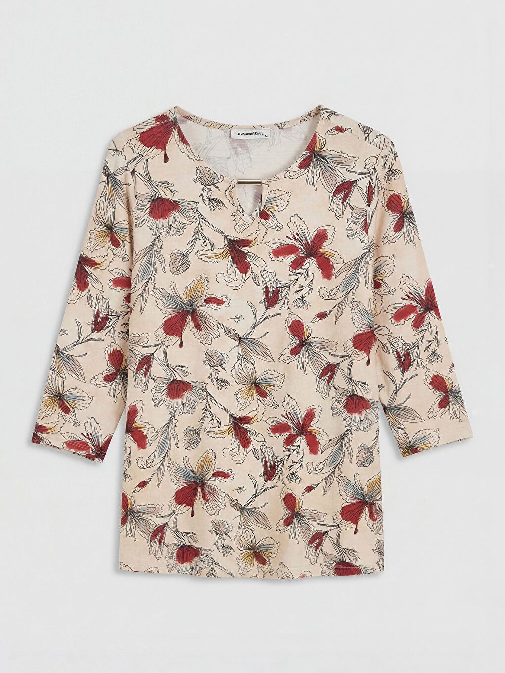 Karışık Bisiklet Yaka Çiçekli Bluz-4