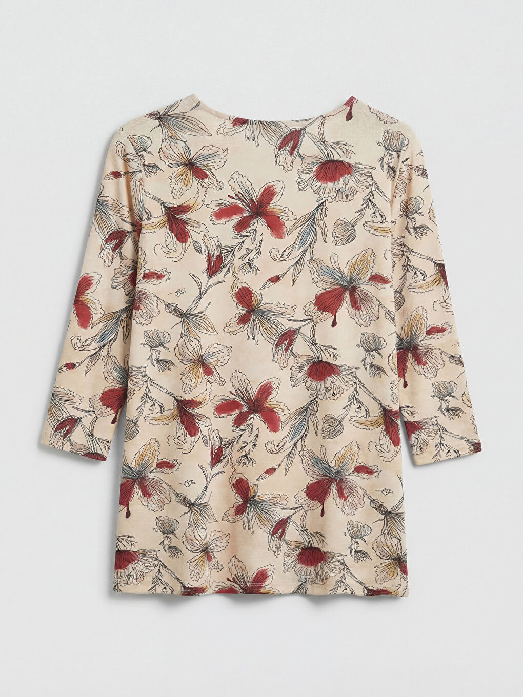 Karışık Bisiklet Yaka Çiçekli Bluz-5