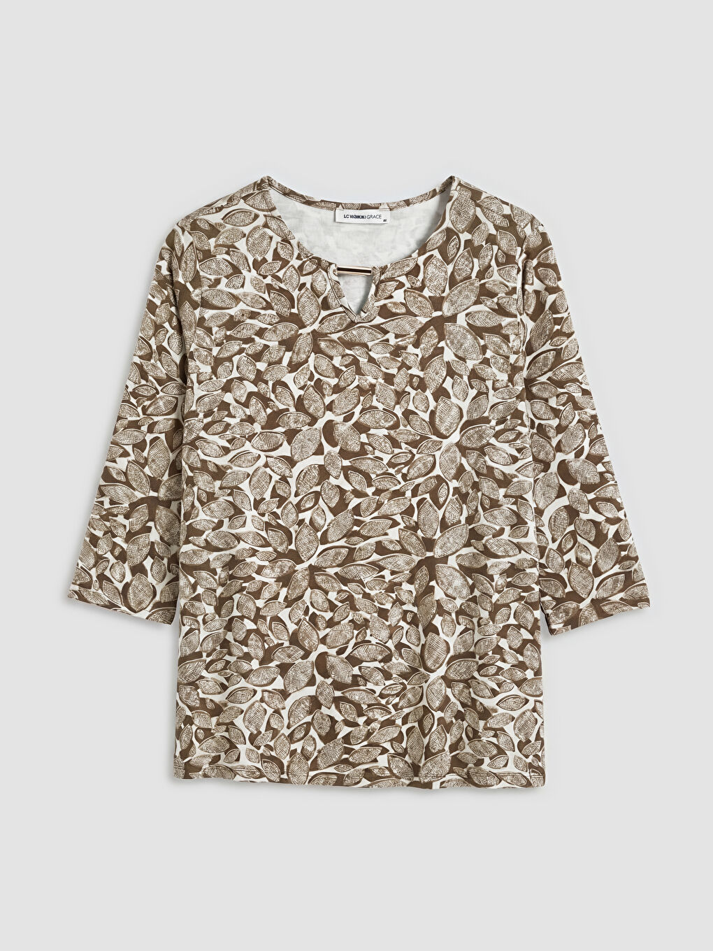 بلوزة منقوشة بكول مدور-4