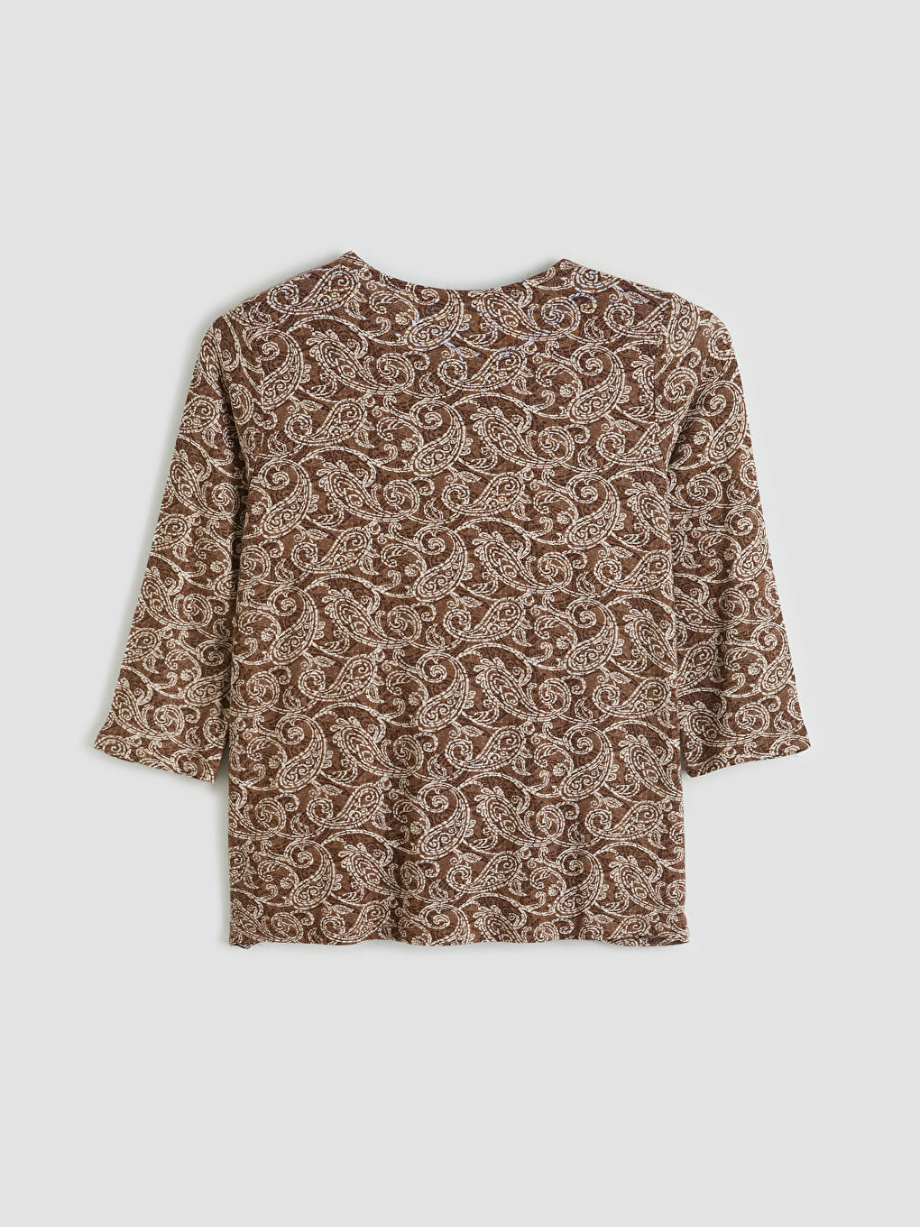 Kahverengi Bisiklet Yaka Desenli Bluz-1