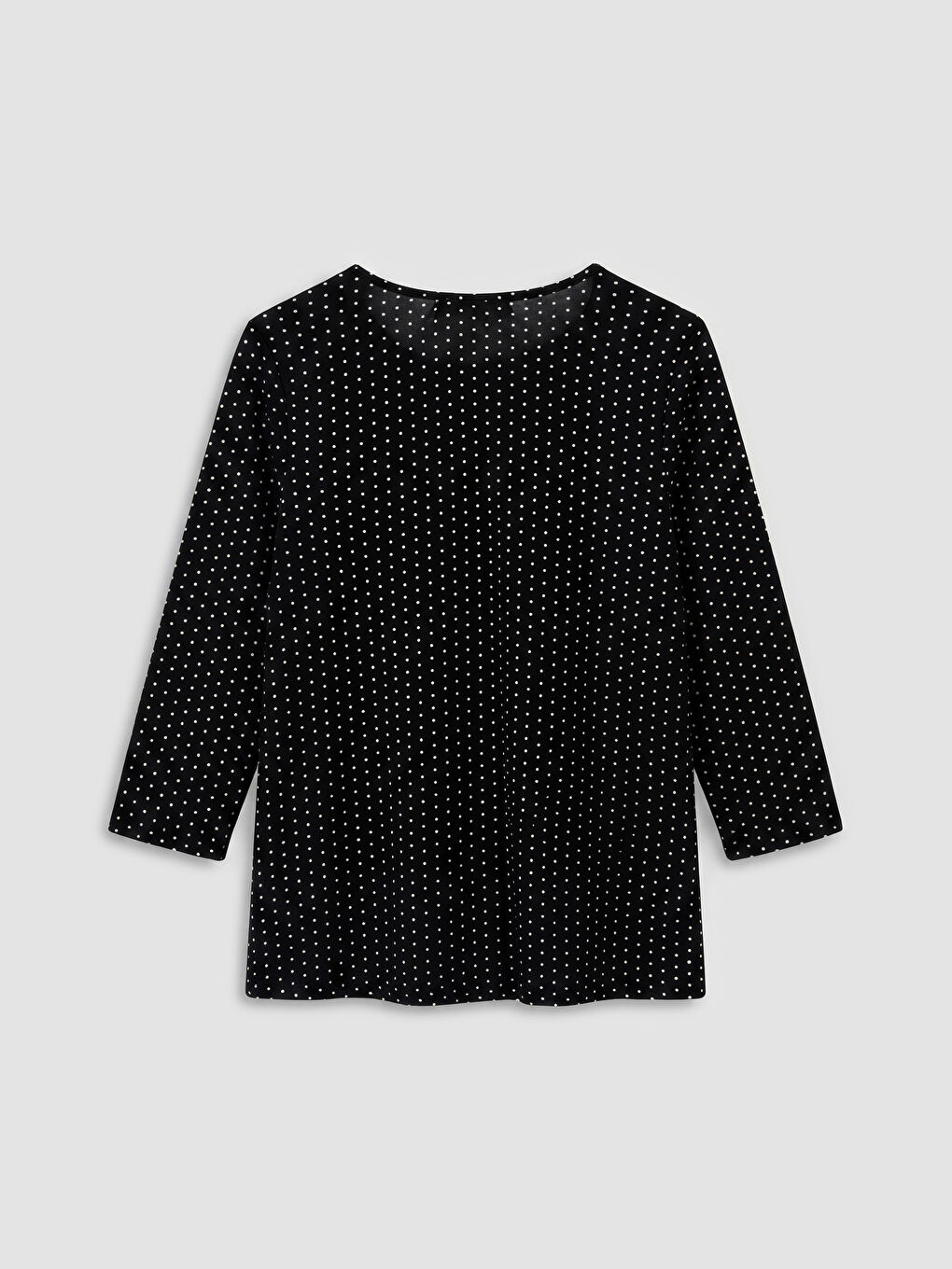 Siyah Bisiklet Yaka Puantiyeli Bluz-1