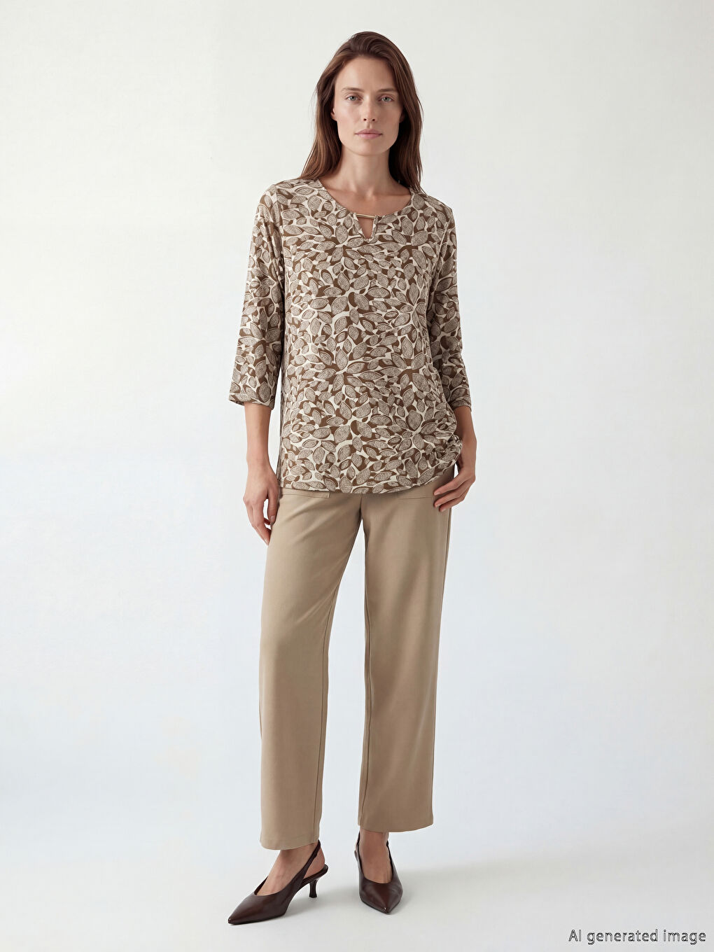 بلوزة منقوشة بكول مدور-1