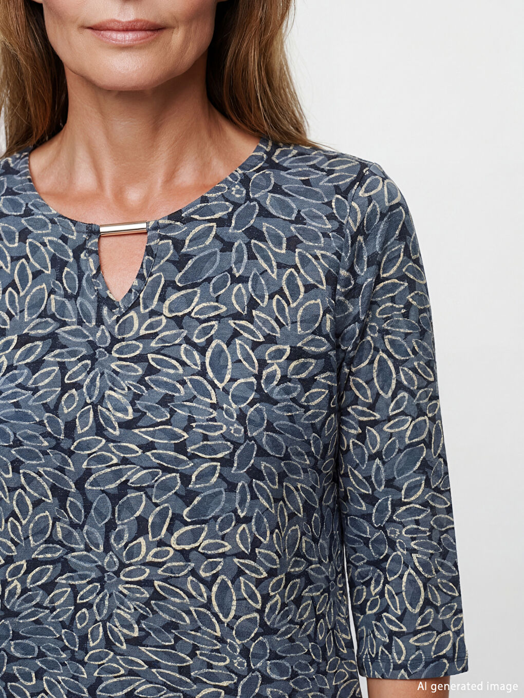 Узорчатая блузка с круглым вырезом-4