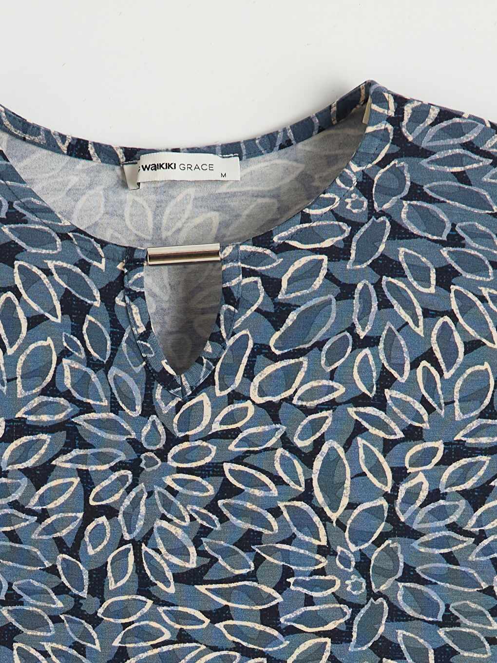 Узорчатая блузка с круглым вырезом-8