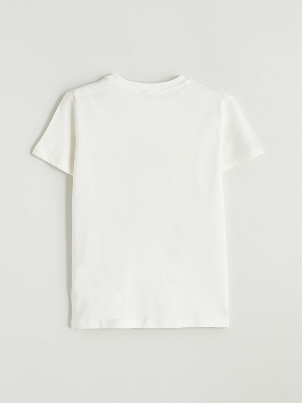 Beyaz Bisiklet Yaka Baskılı Kız Çocuk Tişört-2