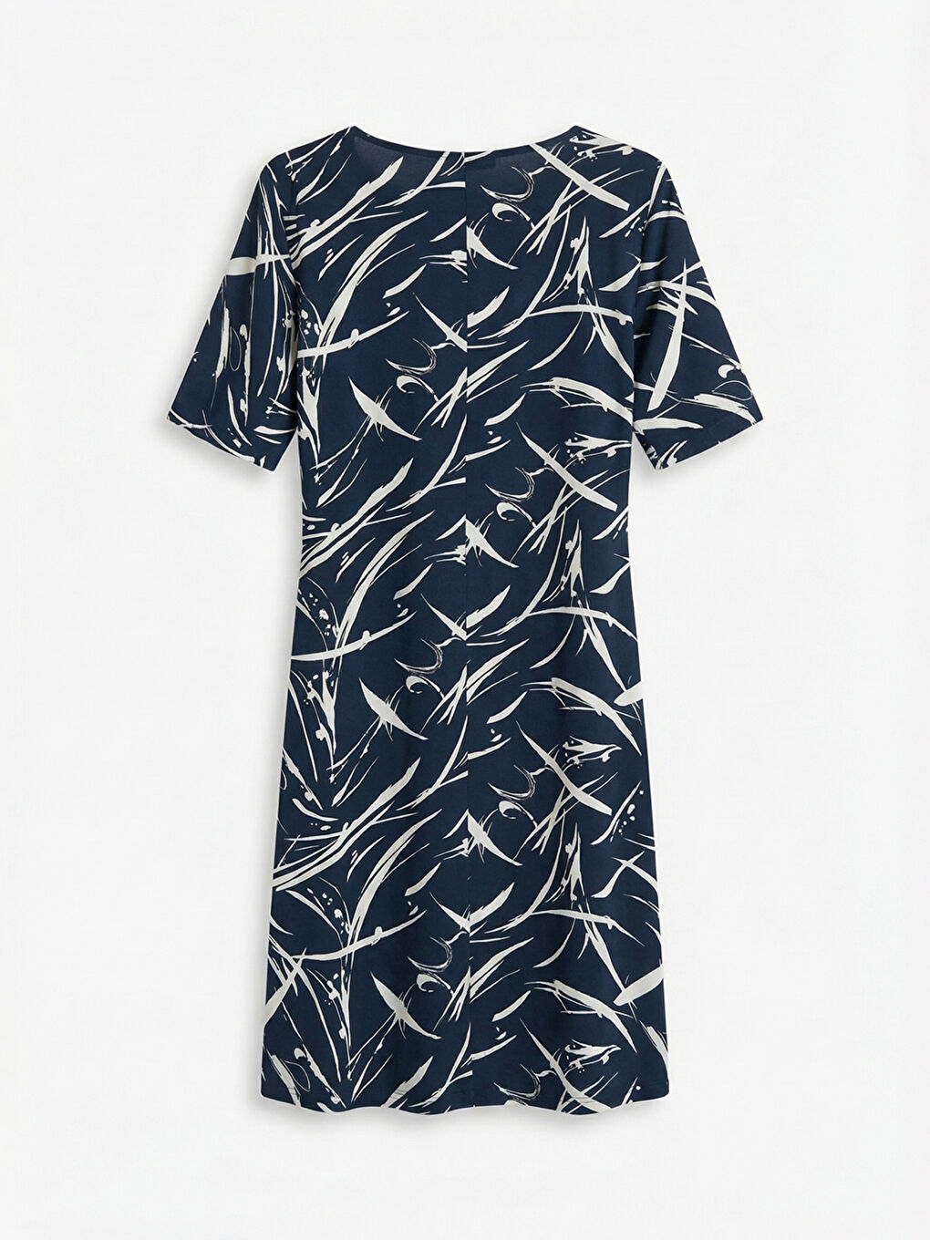 Crew Neck Patterned A-Line Dress-5