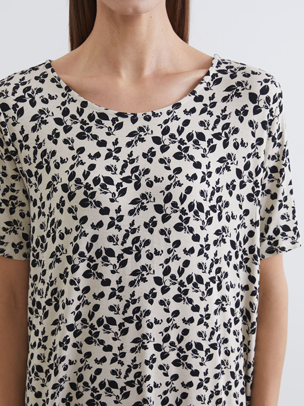 Siyah Bisiklet Yaka Desenli Elbise-2