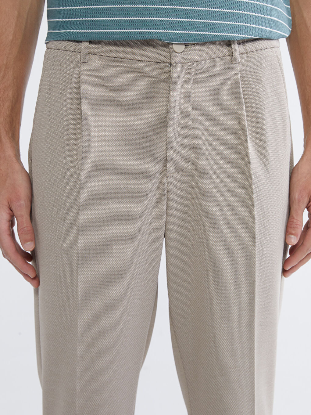 Bej Standart Kalıp Erkek Pantolon-2