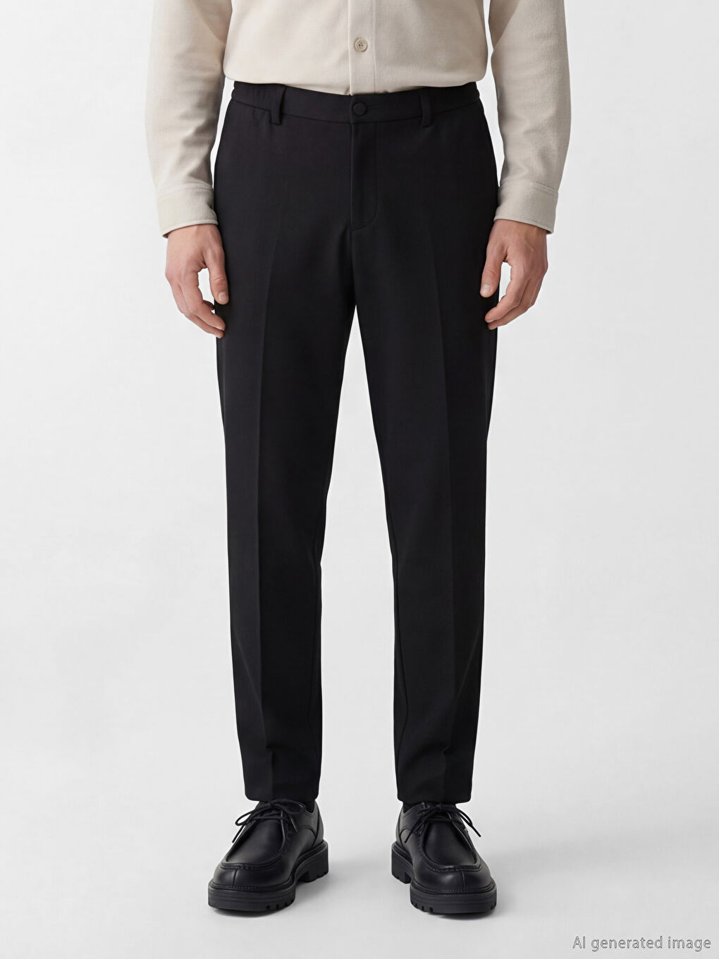 Siyah Standart Kalıp Erkek Pantolon-1