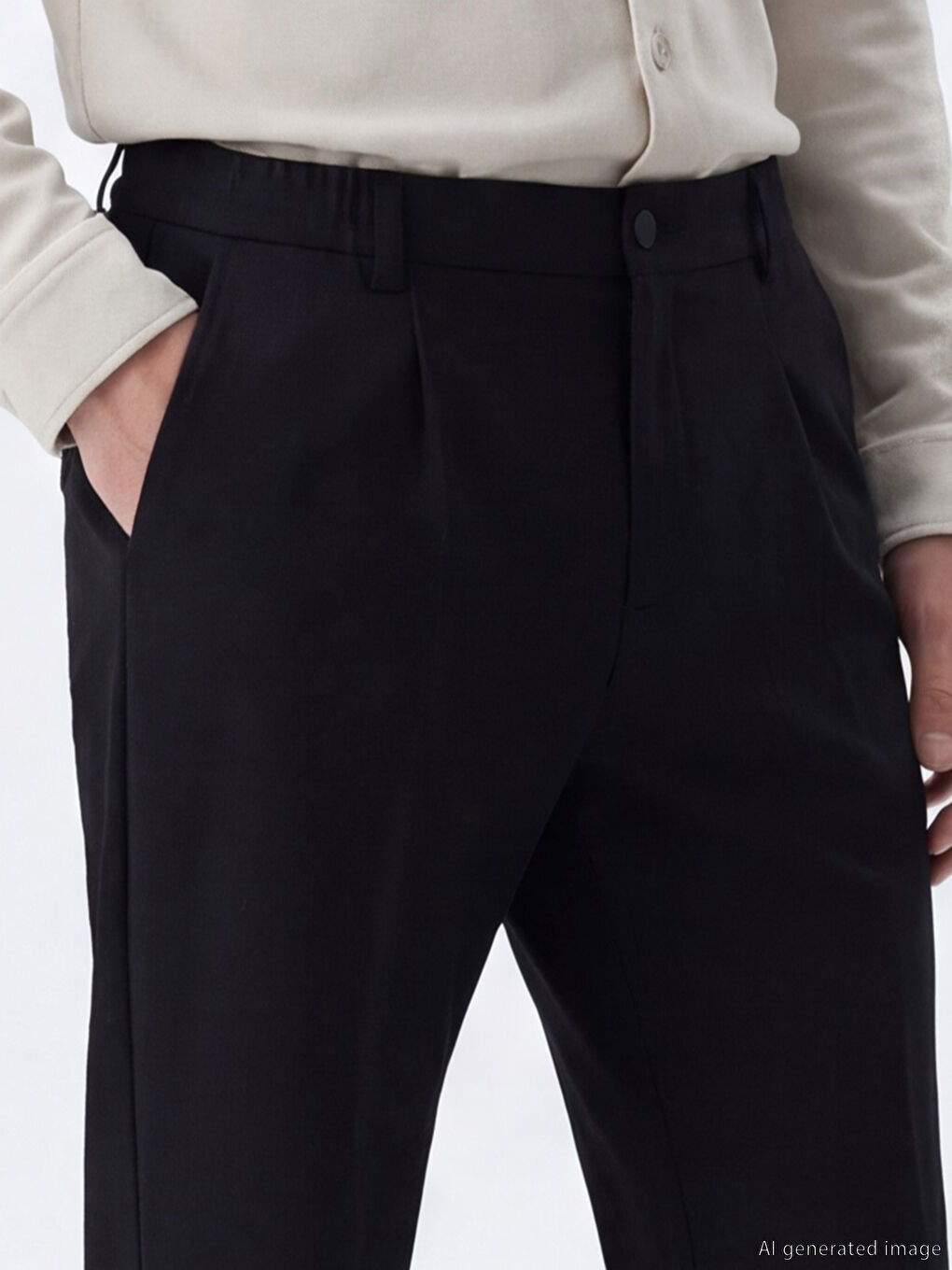 Siyah Standart Kalıp Erkek Pantolon-2