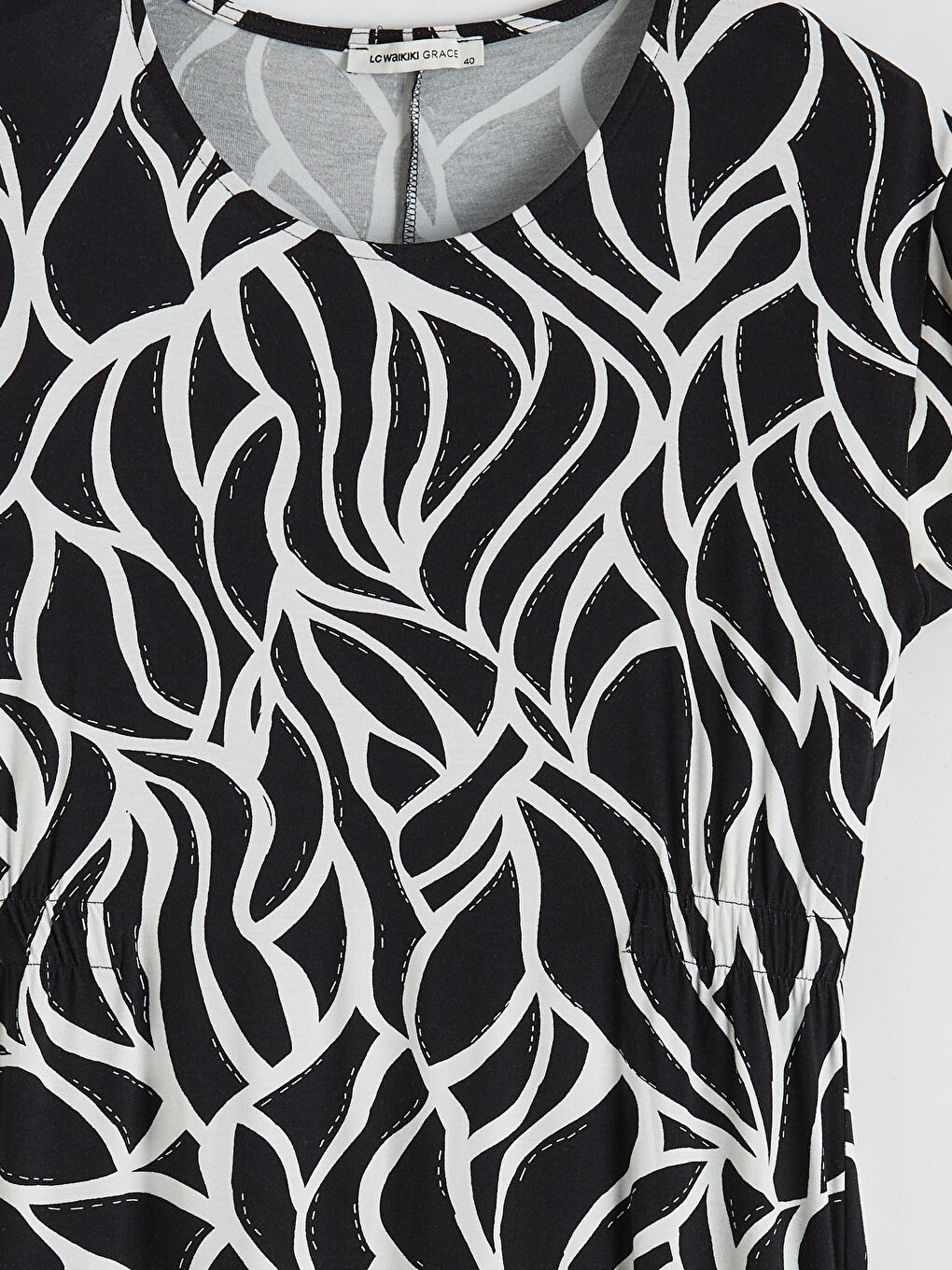 Crew Neck Patterned Dress-5