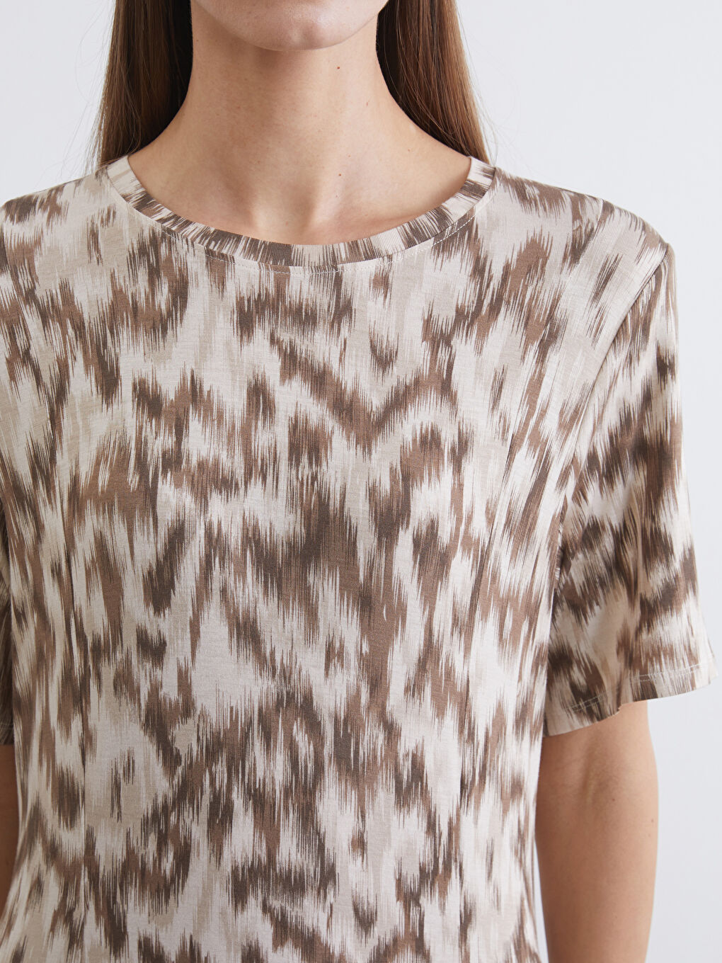 Crew Neck Patterned Dress-2